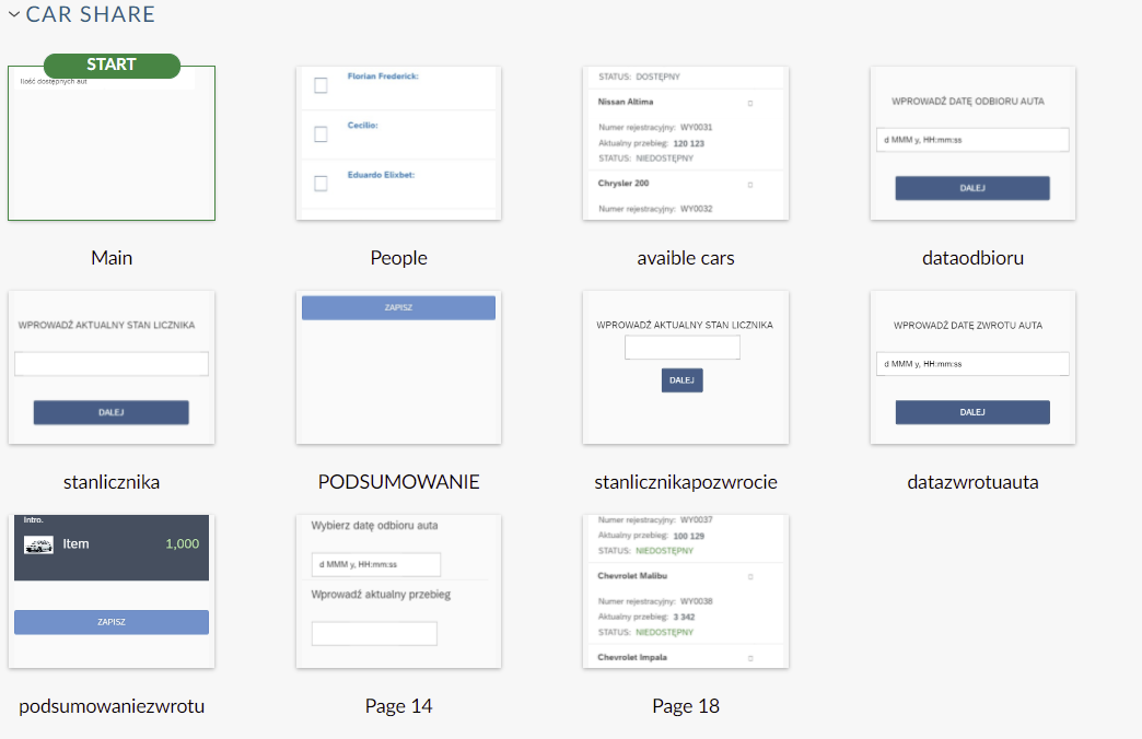 Komponenty aplikacji do rezerwacji